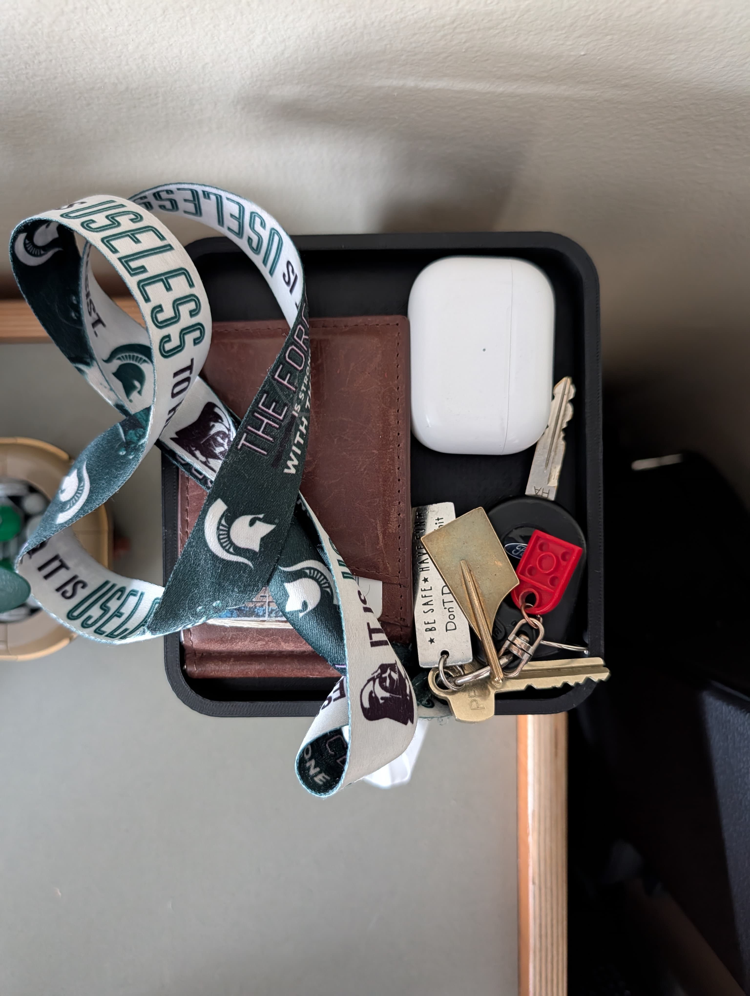 Top view of the cover holding items